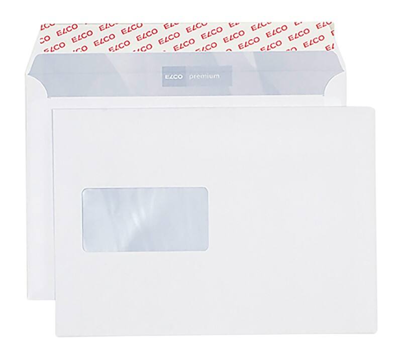 Elco Premium Briefumschläge Mit Fenster C5 229 (B) x 162 (H) mm Abziehstreifen Weiß 80 g/m² 500 Stück