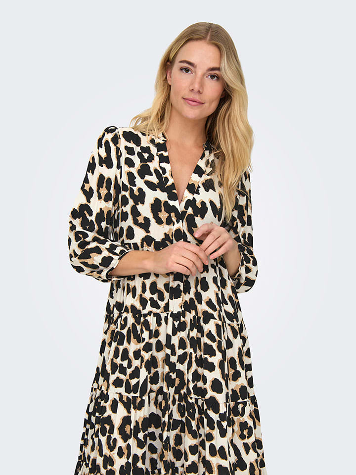 ONLY Kleid in Creme/ Schwarz/ Hellbraun günstig kaufen