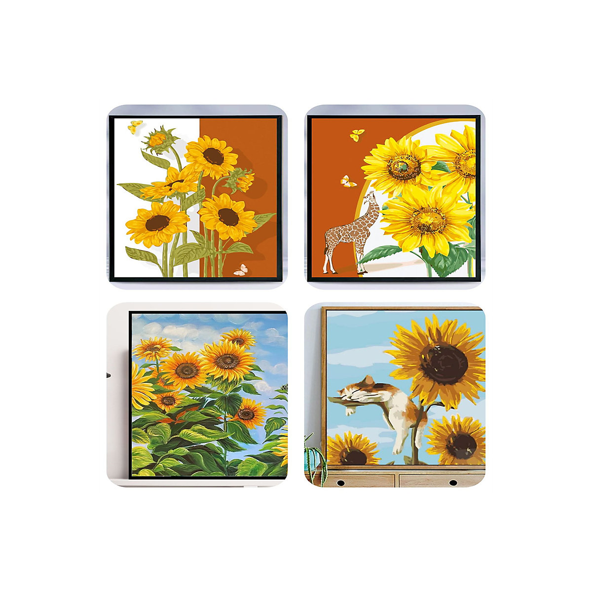 DIY handgemaltes gefülltes digitales Ölgemälde Handkoloriertes Sonnenblumenkunst-Hängebild zum Ausmalen Materialsets