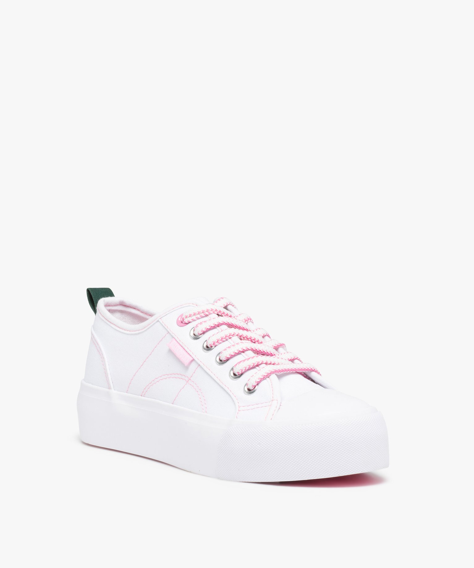 Baskets femme en toile à semelle plateforme – Camps United blanc | GEMO