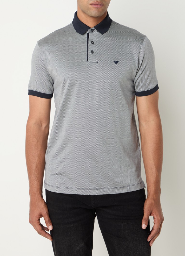 Tricou polo Emporio Armani cu croială clasică, confecționat dintr-un amestec de lyocell și logo