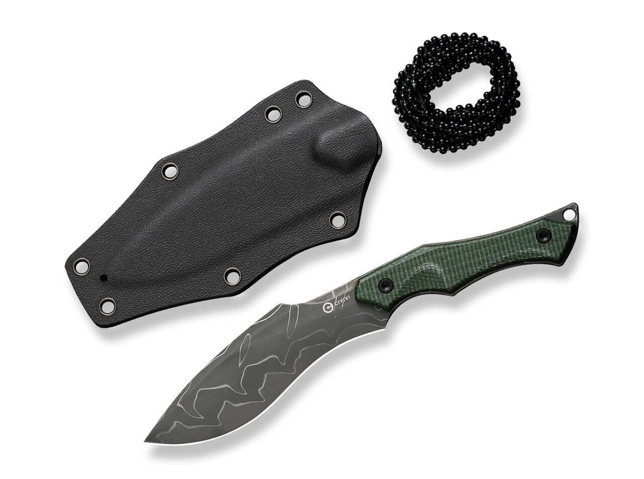Vaquita II Micarta Green Damascus