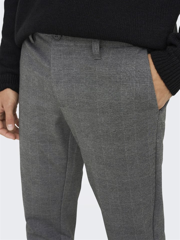 Only&Sons Stoffhose Karierte Stretch Chino Trousers ONSMARK in Grau günstig kaufen