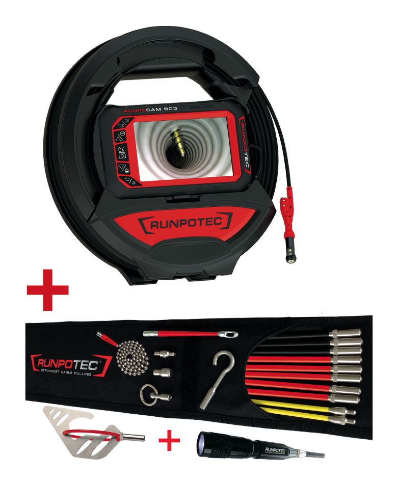 Runpotec 11149 ACTION SET Inspection Camera RC3 15m + Runposticks - Comfort Package
