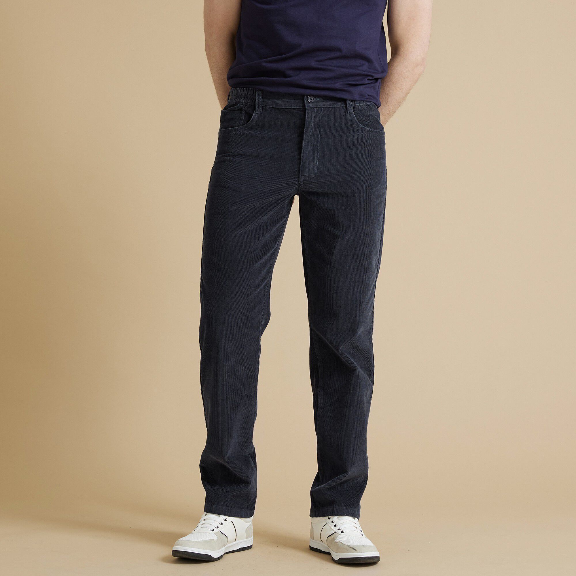Pantalon droit 5 poches velours milleraies