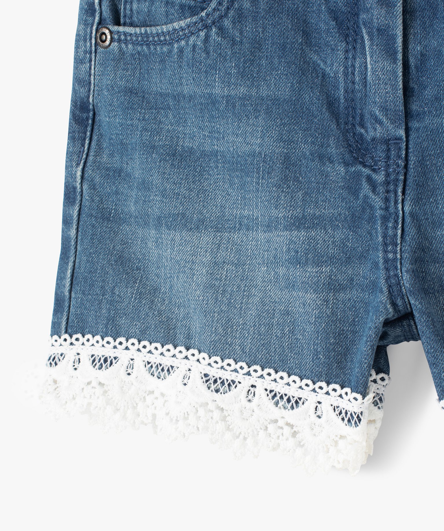 Short fille en jean avec finitions dentelle denim | GEMO