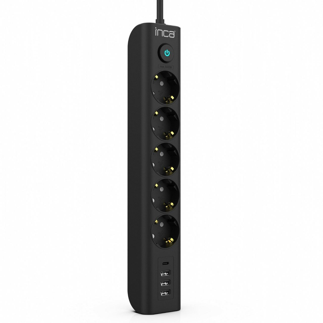 Inca Steckdosenleiste IPW-44TU 5 fach, 3xUSB-A 1xUSB-C, Überspannungsschutz 1,5m schwarz