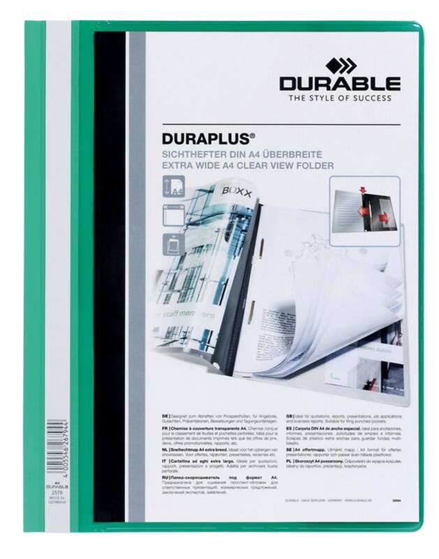 DURABLE Duraplus Schnellhefter 257905 DIN A4  PVC (Polyvinylchlorid) 24 (B) x 31,1 (H) cm Grün
