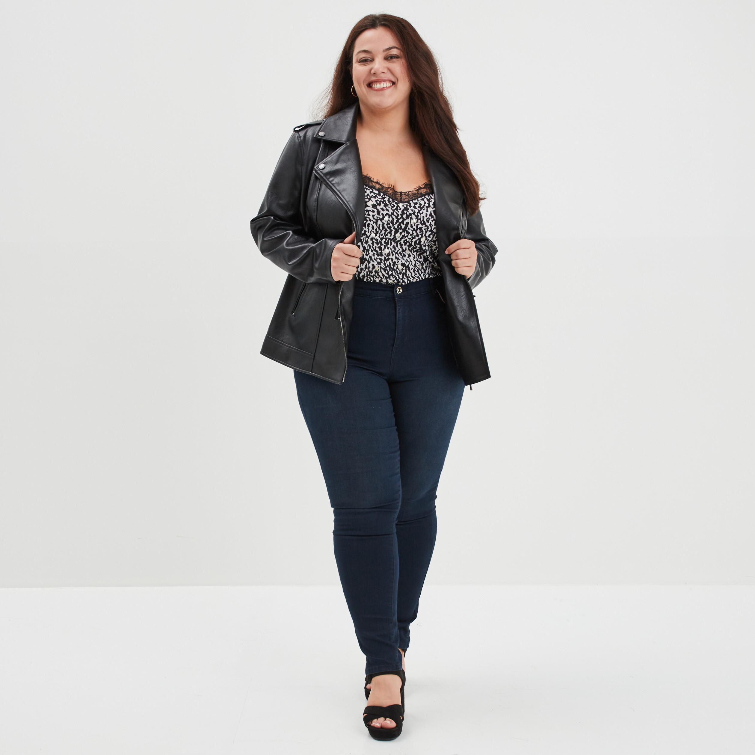 Débardeur droit avec bandes dentelle ecru femme grande taille | La Halle
