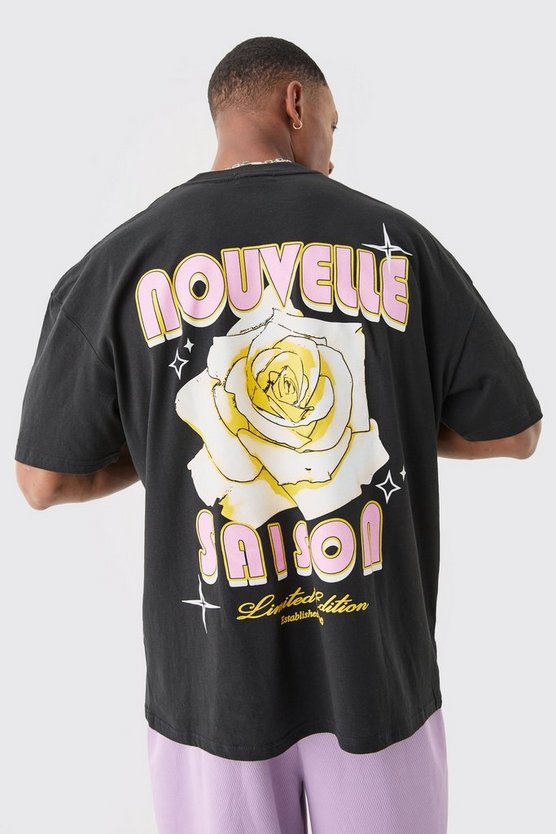 Oversize T-Shirt mit floralem Nouvelle-Print