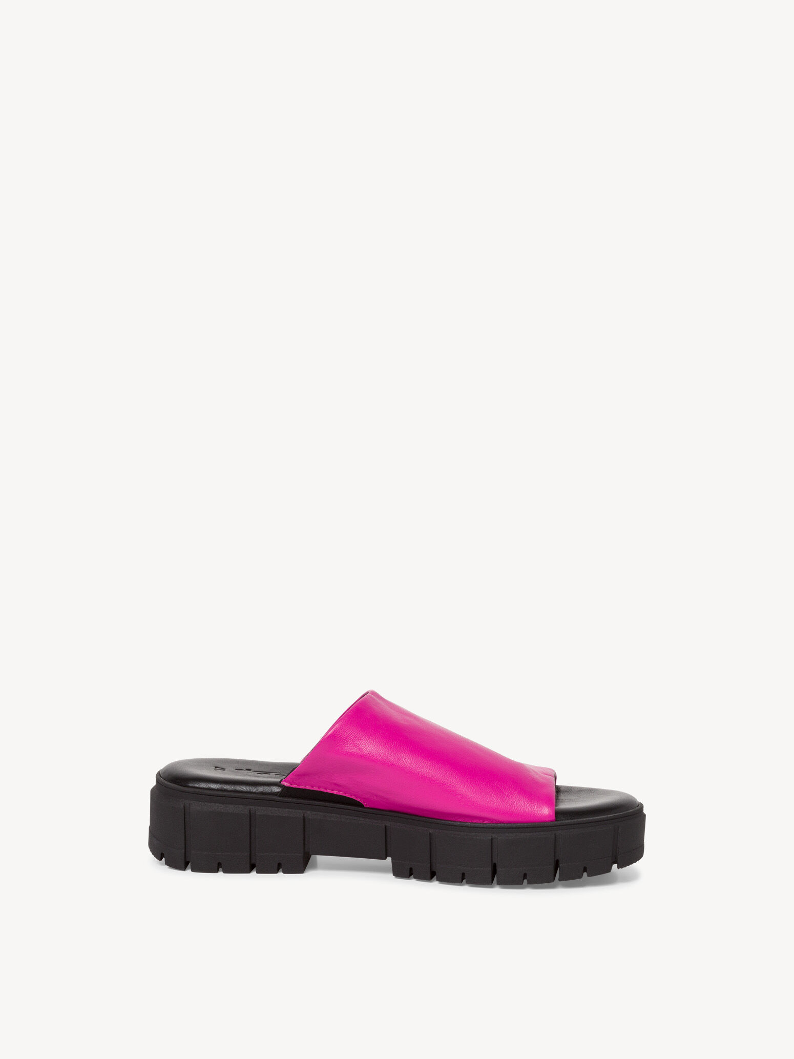 Mule en cuir - rose fuchsia