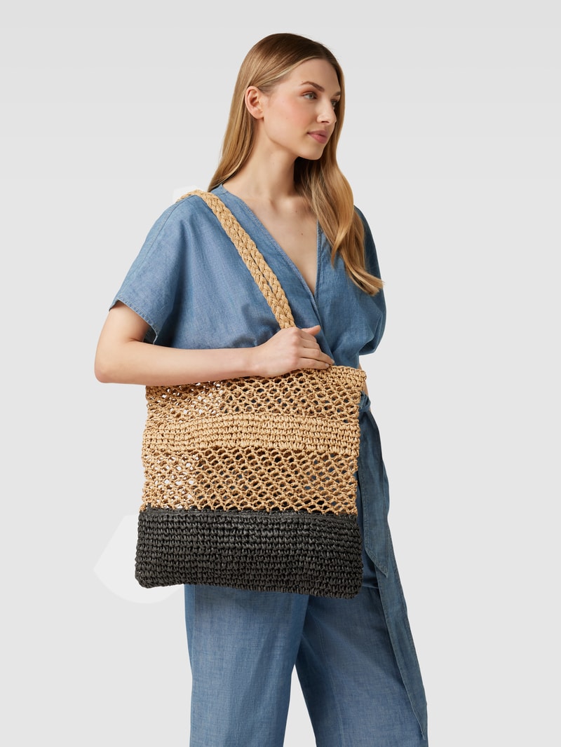 Handtasche mit Lochmuster Modell 'Mediteraz' in schwarz