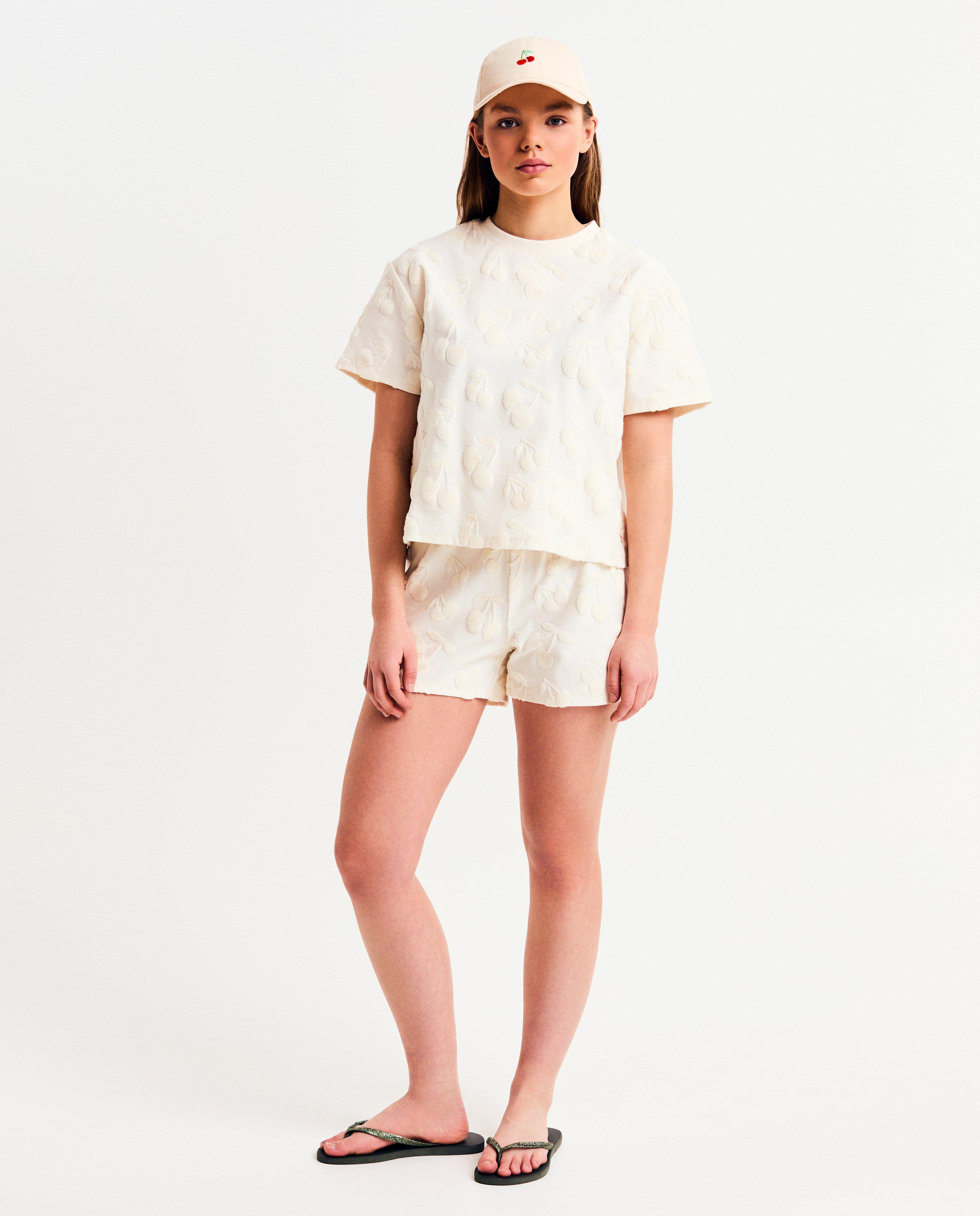 Set de baie Groggy: tricou + pantaloni scurți, XXS-L alb