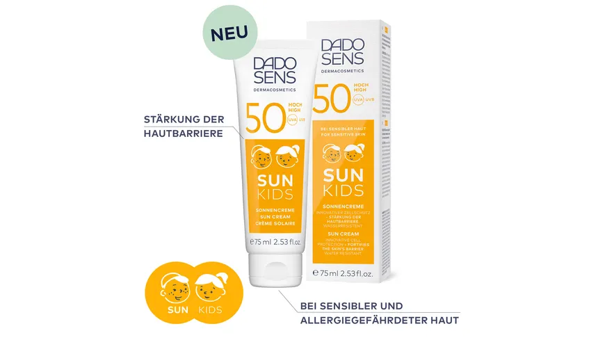 DADO SENS SUN Sonnencrem KIDS SPF 50 - bei sonnenempfindlicher Haut 75 ml