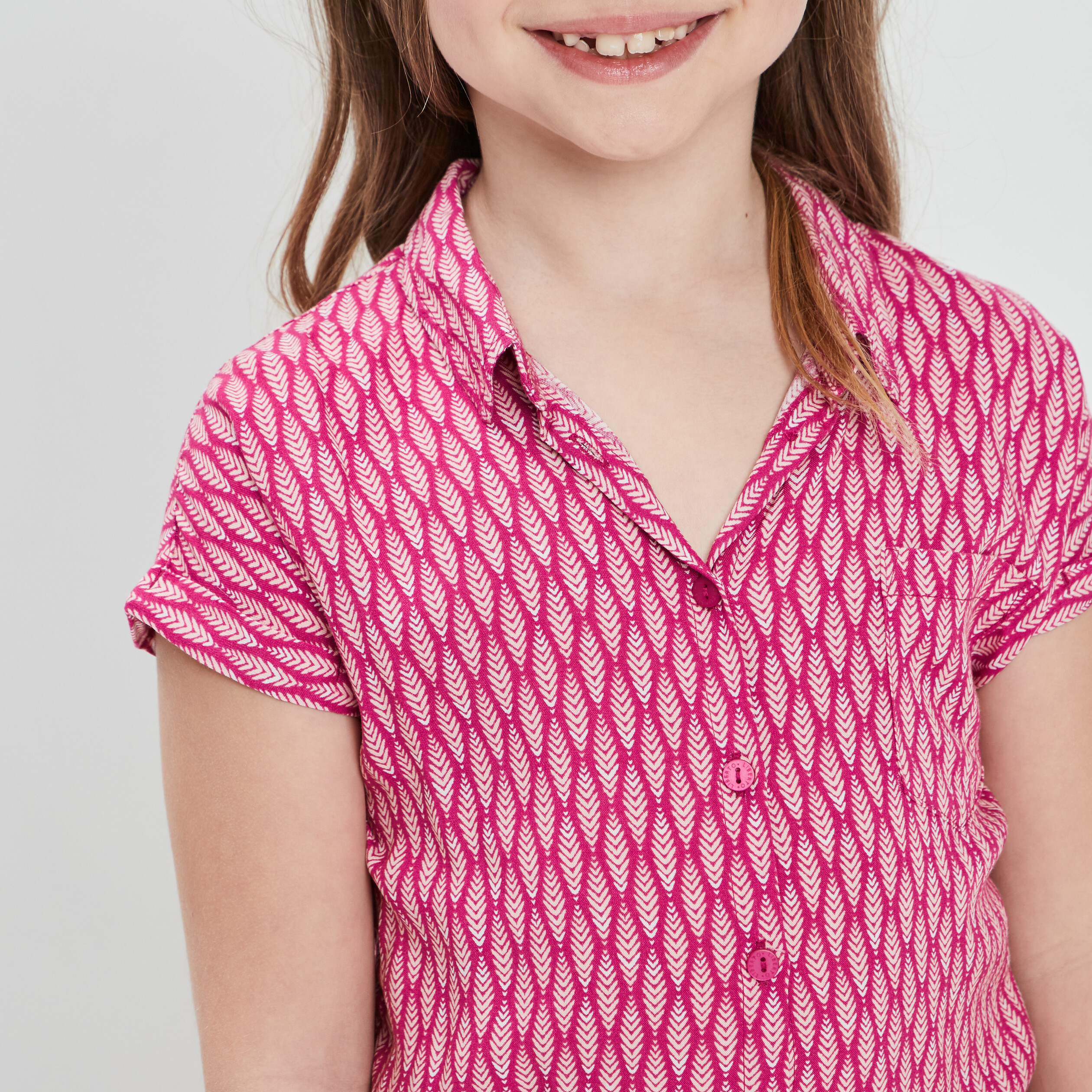Chemise manches courtes rose fushia fille | La Halle