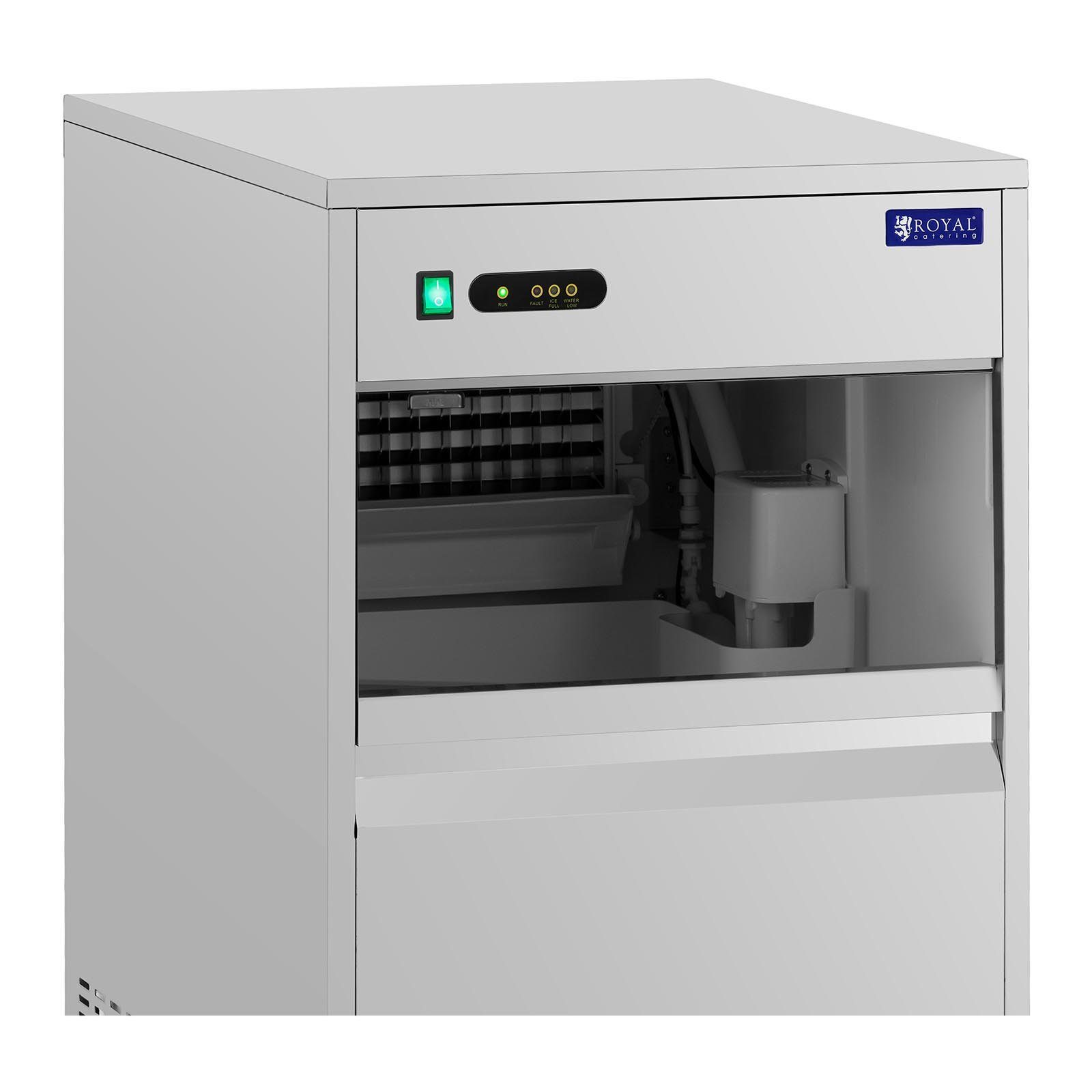 Royal Catering Eiswürfelmaschine Eiswürfelmaschine 50kg/24 h - 25kg Fassungsvermögen 350W Edelstahl