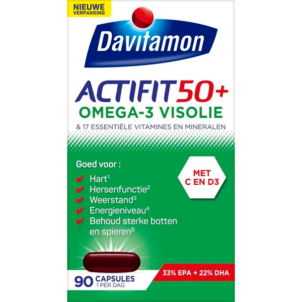 Davitamon Actifit 50 Omega-3 rybí olej multivitamínové a minerálne kapsuly 90 kusov