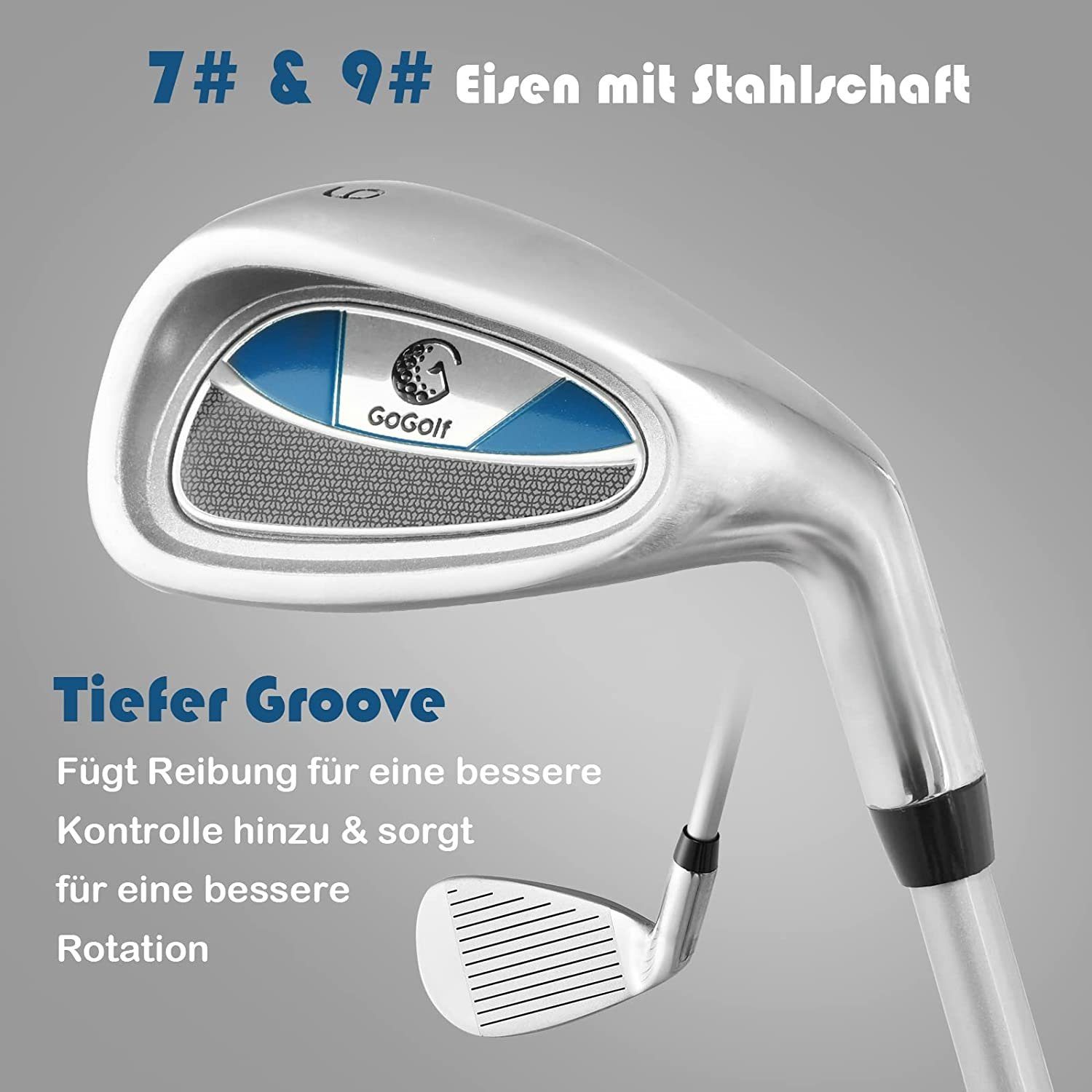 COSTWAY Golfschläger + Golfbag, mit Fairway-Holz, Eisen 7, 9 & Putter