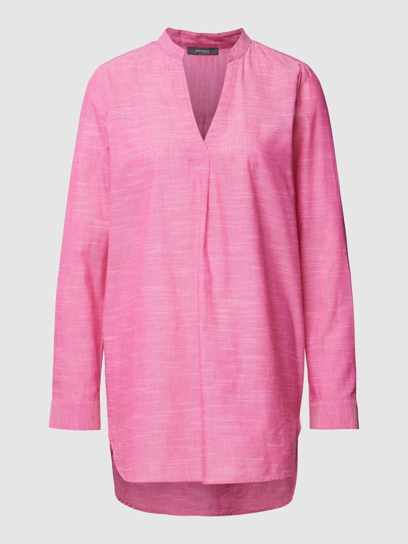 Longbluse mit V-Ausschnitt in fuchsia