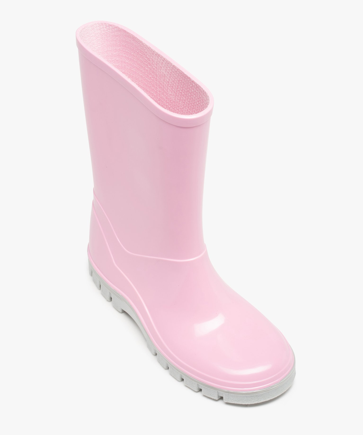 Bottes de pluie fille unies à semelle crantée contrastante rose | GEMO
