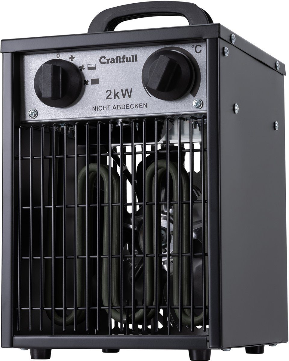 Craftfull Heizlüfter Elektro Heizgerät HL200 inkl. 3 J. Garantie - 3 Heizstufen - Bauheizer, 2000 W, Elektroheizung Heizung Heizer - Termostatregelung - Tragegriff