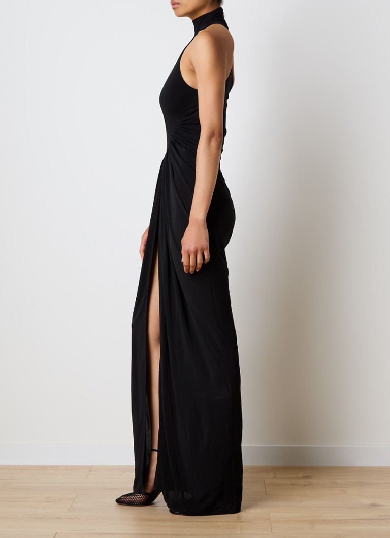 Alaïa maxi dress with draped detail and slit