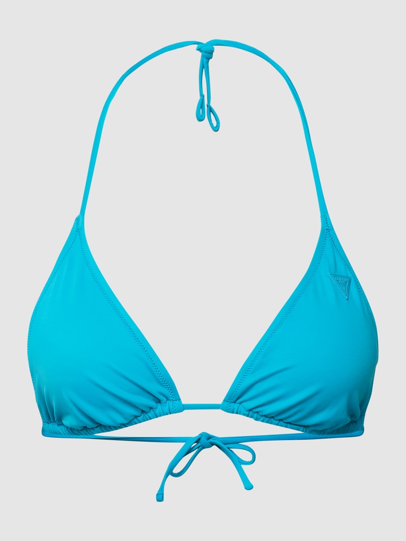 Bikini-Oberteil mit Label-Patch in ozean blau