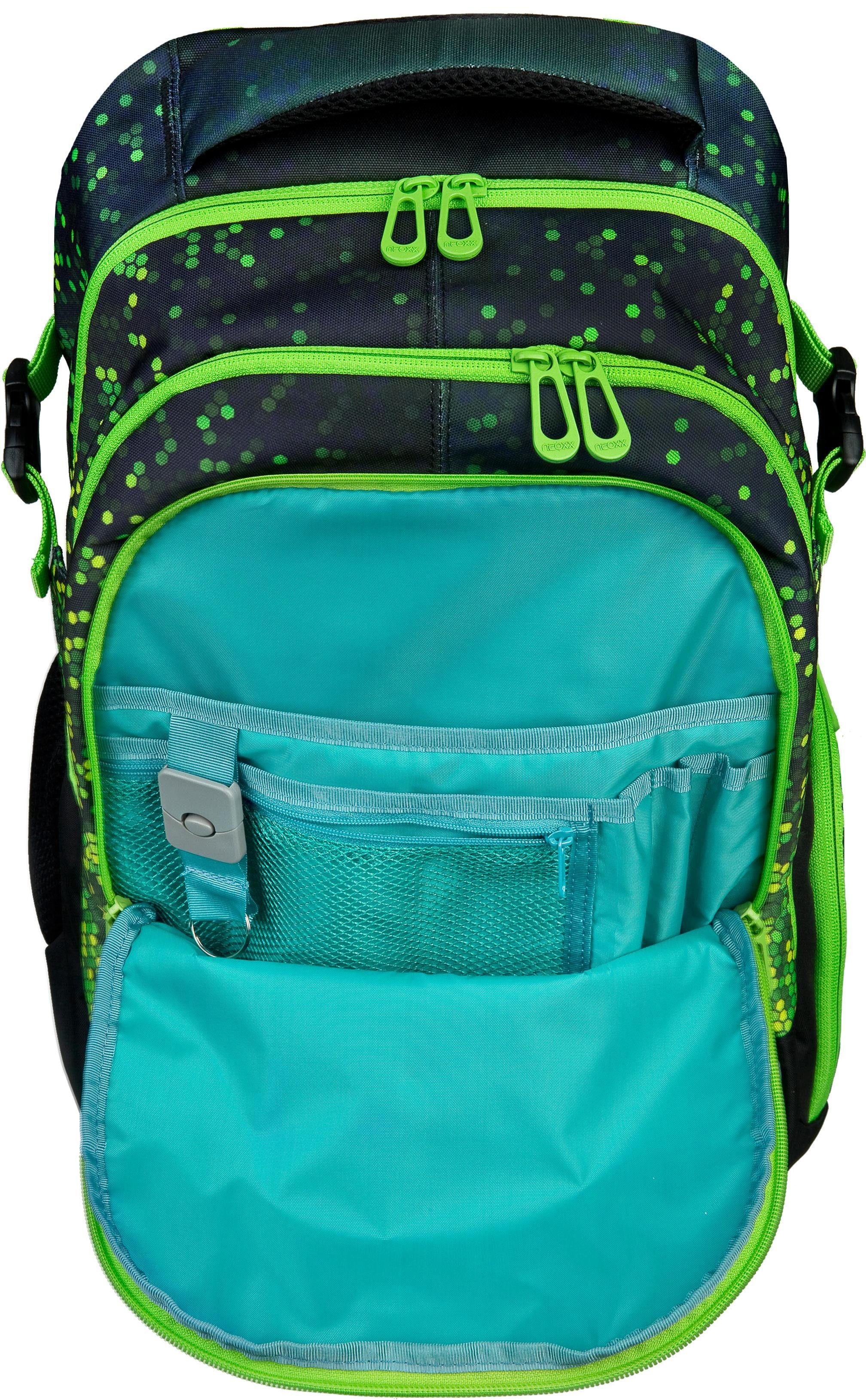 neoxx Schulrucksack Active, Pixel in my mind, aus recycelten PET-Flaschen