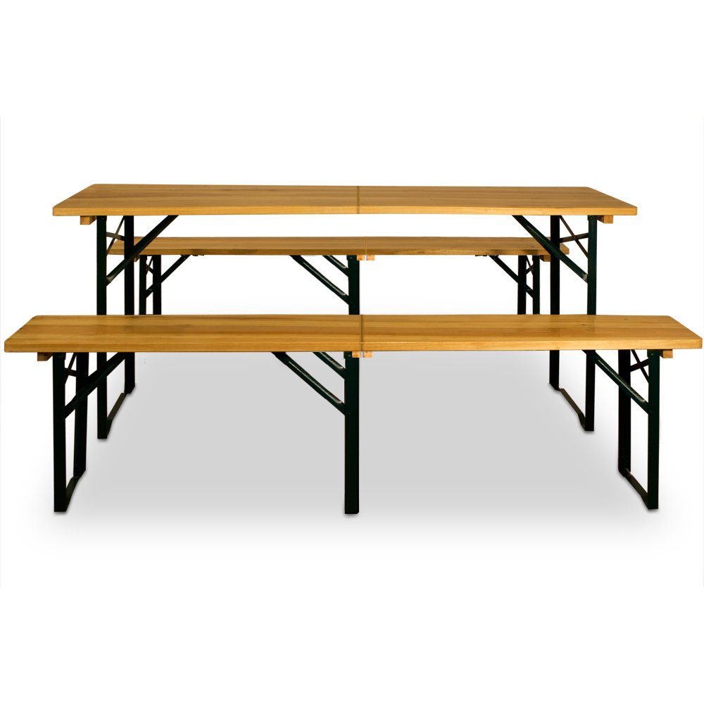 Casaria Bierzeltgarnitur, (3-tlg), 220 cm Klappbar Stabil 3 Teilig 2x Bierbank 1x Breiter Tisch Holz