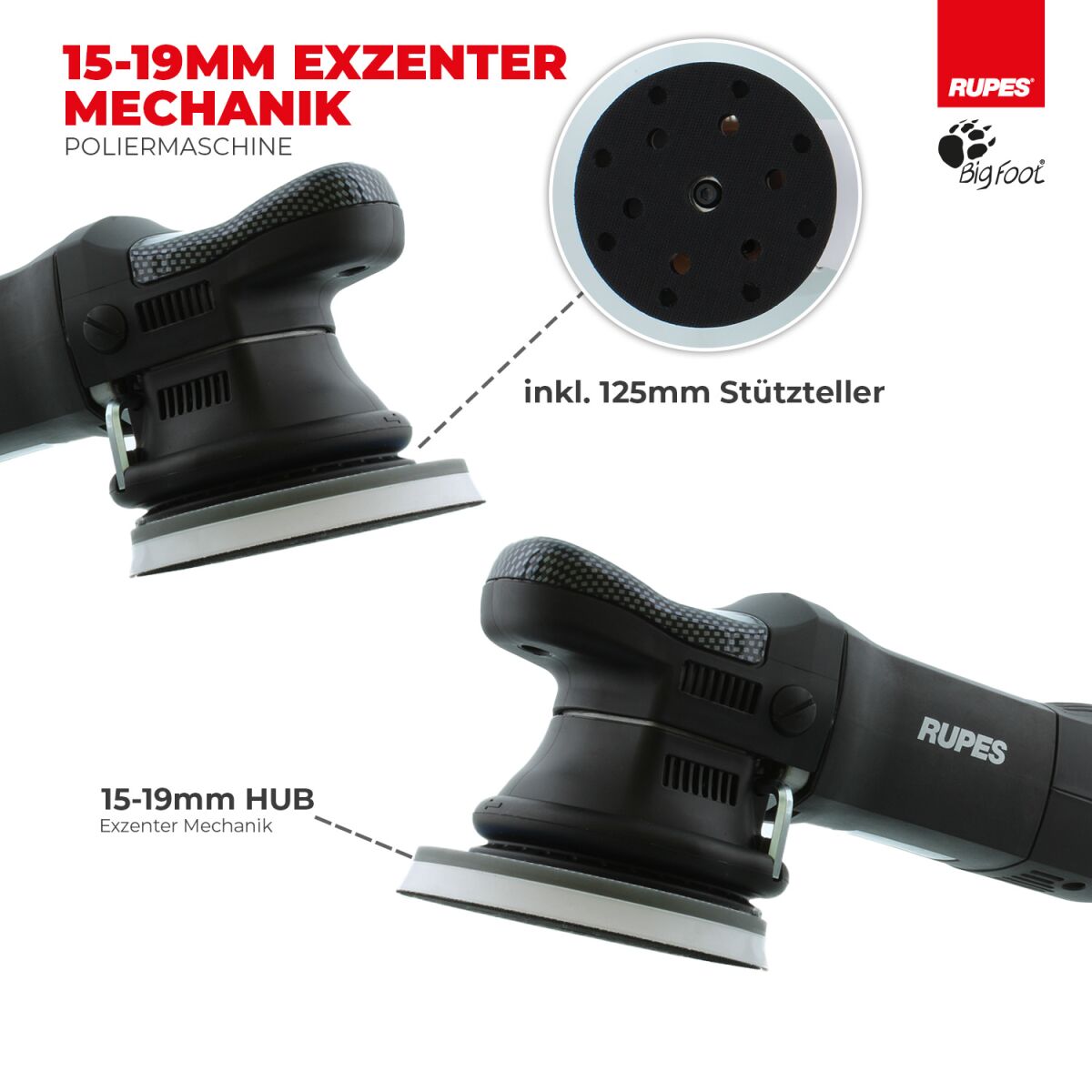 Rupes BigFoot LHR 15ES Exzenterpoliermaschine Luxus Kit, 15-teilig