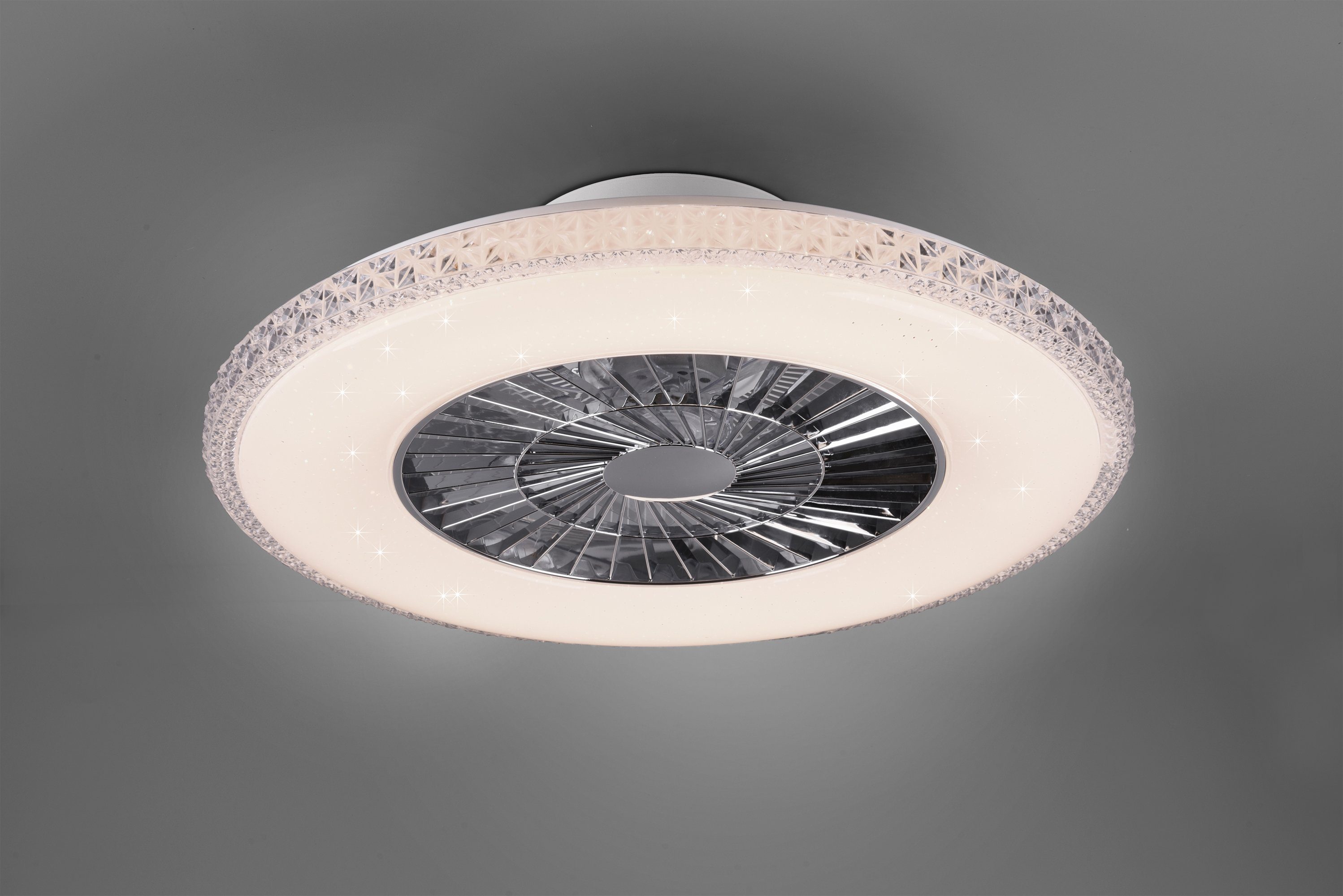 TRIO Leuchten LED Deckenleuchte Harstad, Timerfunktion, Ventilatorfunktion, LED fest integriert, Neutralweiß, mit Ventilator, Fernbedienung., Leuchte/ Ventilator getrennt schaltbar