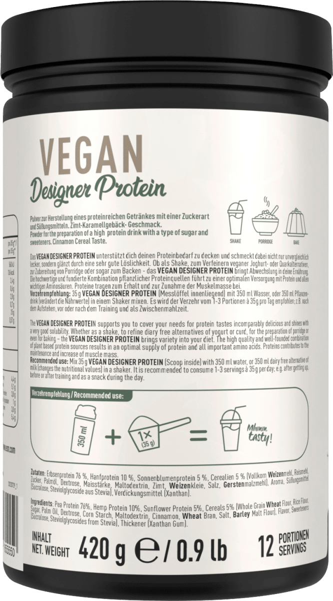 Proteinpulver Designer Protein, Cinnamon Cereal, vegan, 420 g