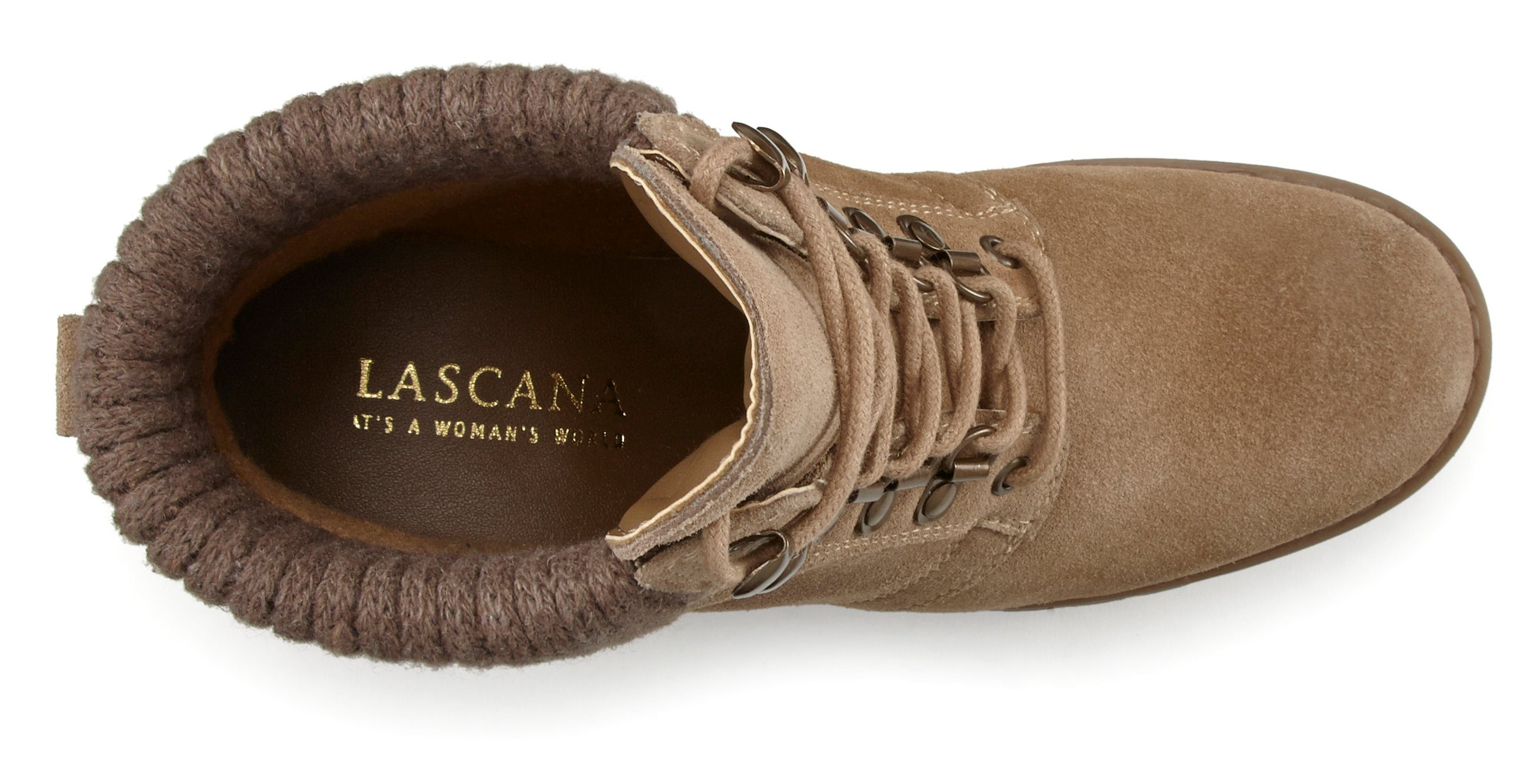 LASCANA Schnürstiefelette, High-Heel Boots, Winterstiefelette, Leder, Blockabsatz zum Schnüren