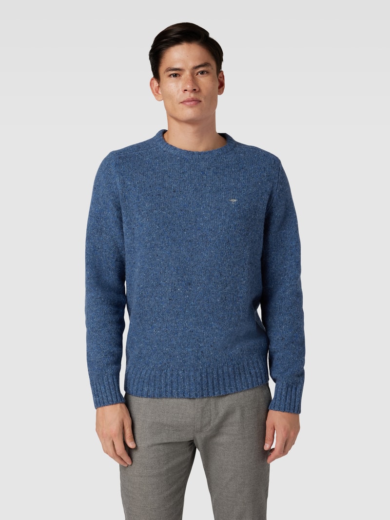 Strickpullover in Melange-Optik Modell 'Donegal' in blau meliert
