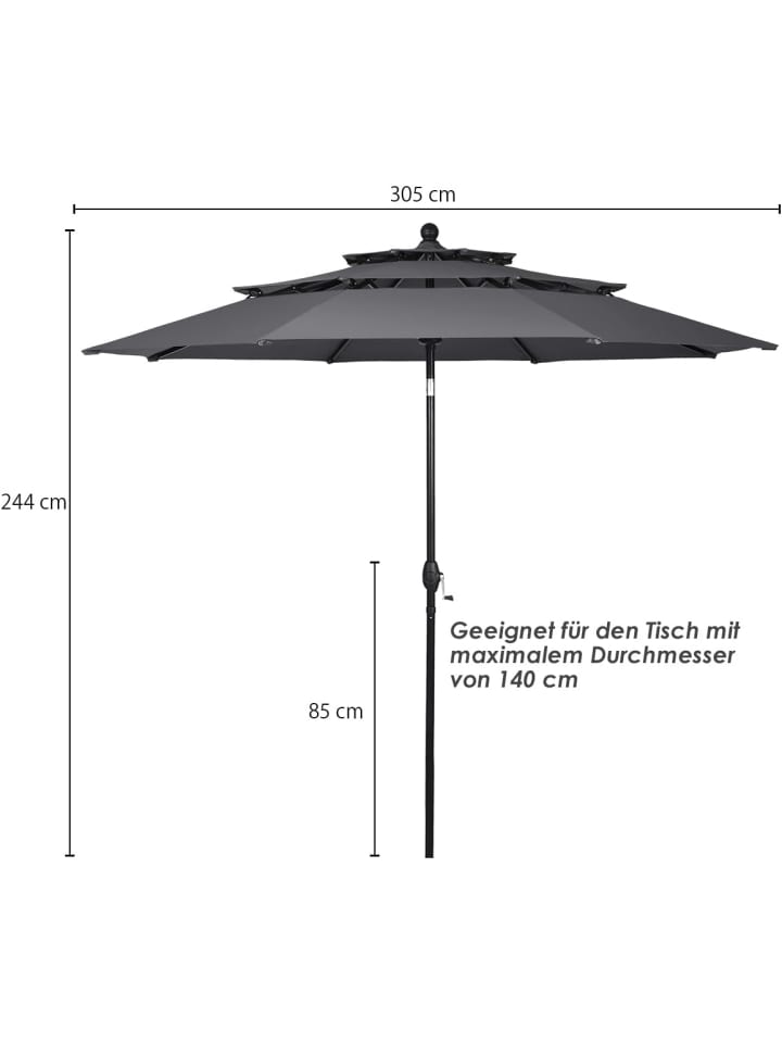 COSTWAY 300cm Sonnenschirm in Anthrazit günstig kaufen onesize