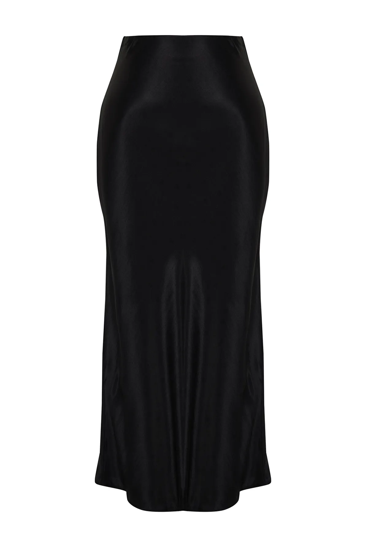 Trendyol Collection  Schwarzer Midirock in A-Linie aus Satin - TWOSS24ET00162