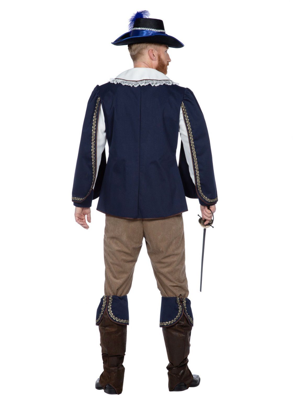 Metamorph Kostüm Blaues Musketier Kostüm für Männer, Barocker Edelmann mit Mantel und Hose