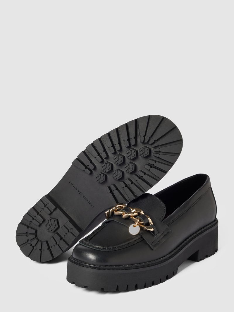 Penny-Loafer aus Leder mit Label-Detail Modell 'CHAIN CHUNKY' in schwarz