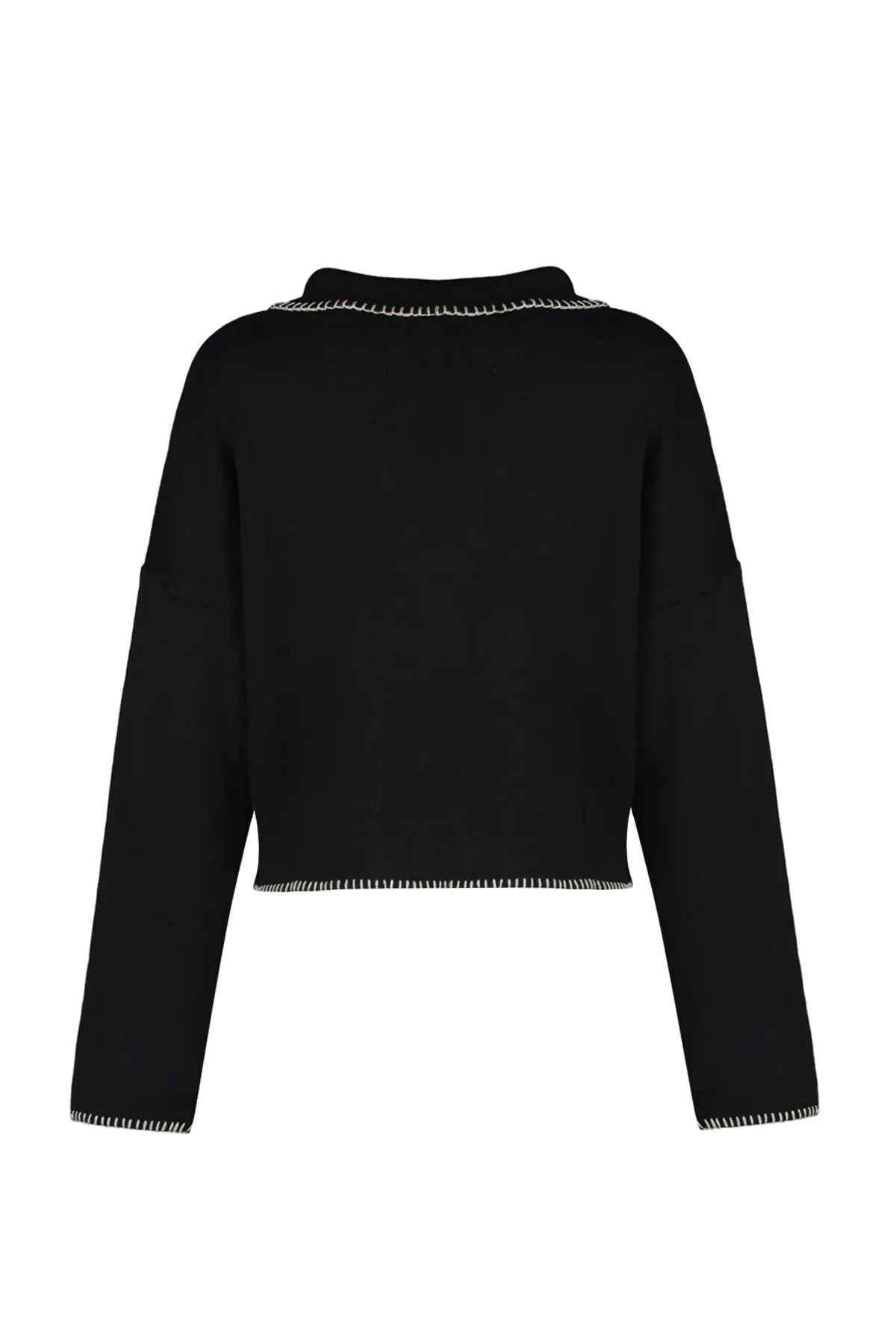 Trendyol Collection  Schwarzer Oversize-Strickpullover mit Polokragen TWOAW24KZ00981