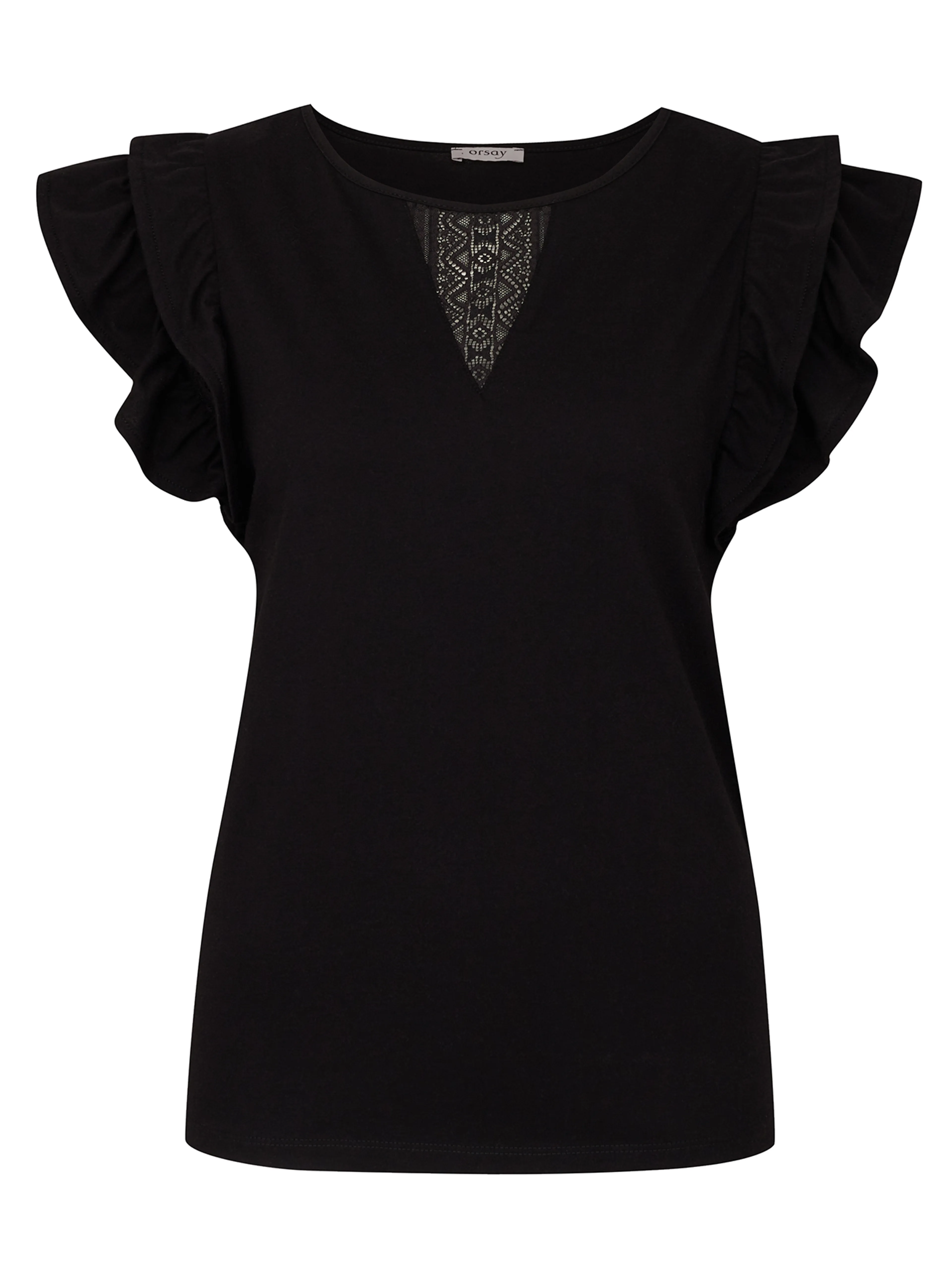 Schwarzes Damen-T-Shirt mit kurzen Ärmeln ORSAY