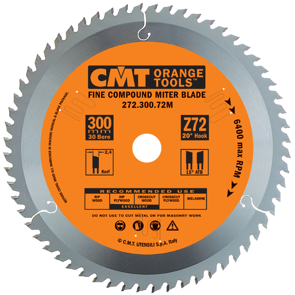 Lâmina de serra transversal ultrafina CMT 272.250.60M com dentes à esquerda/direita, 250 x 30 x 60 dentes
