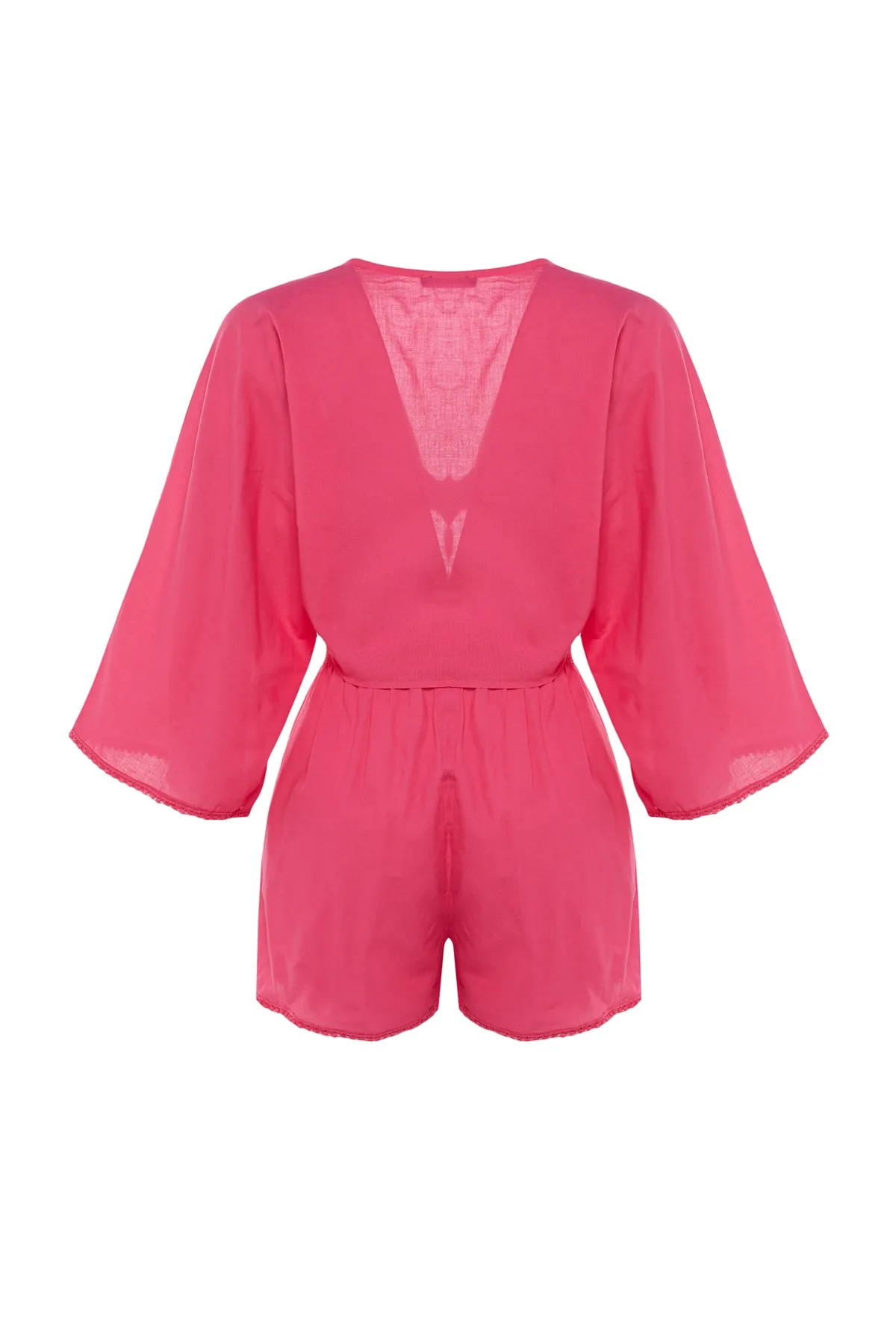 Trendyol Collection  Rosa gewebtes, gebundenes Blusen-Shorts-Set aus 100 % Baumwolle TBESS21AU0481