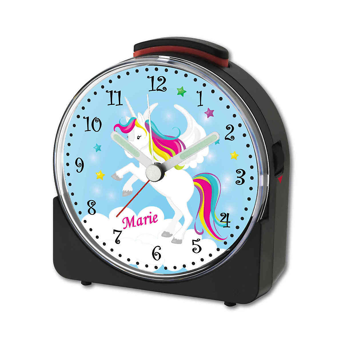 Kinder Funkwecker weiß personalisiert mit Namen Einhorn