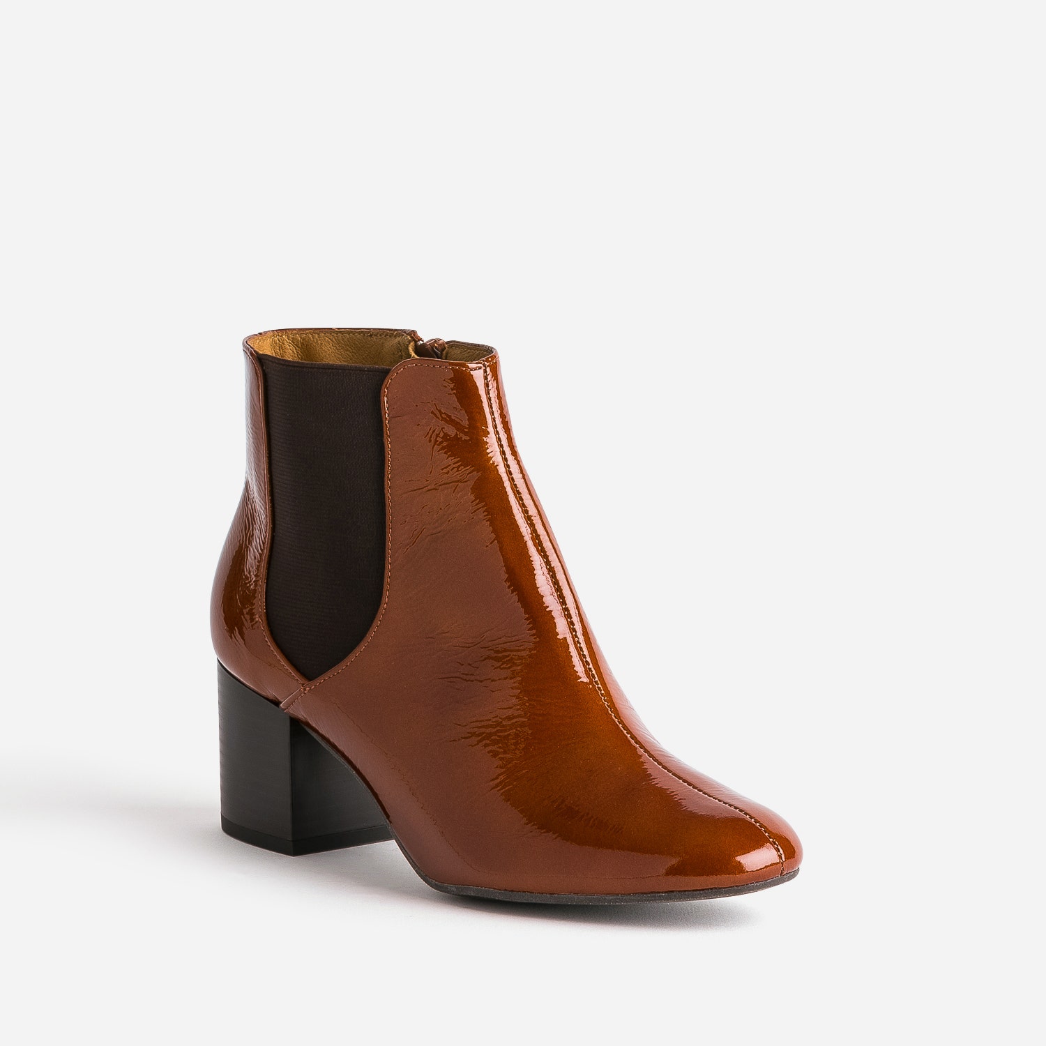 Chelsea boots à talon ERAM FLEX cognac en cuir verni