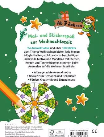 Mein liebstes Weihnachtsmalheft mit Stickern ab 7