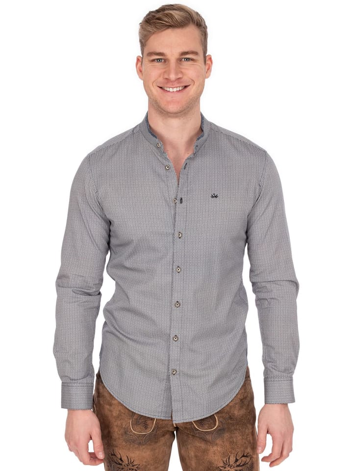 Spieth & Wensky Stehkragenhemd DORIAN in grau günstig kaufen 3XL