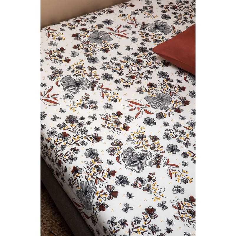 Drap housse en Coton Bio Flora 1 personne