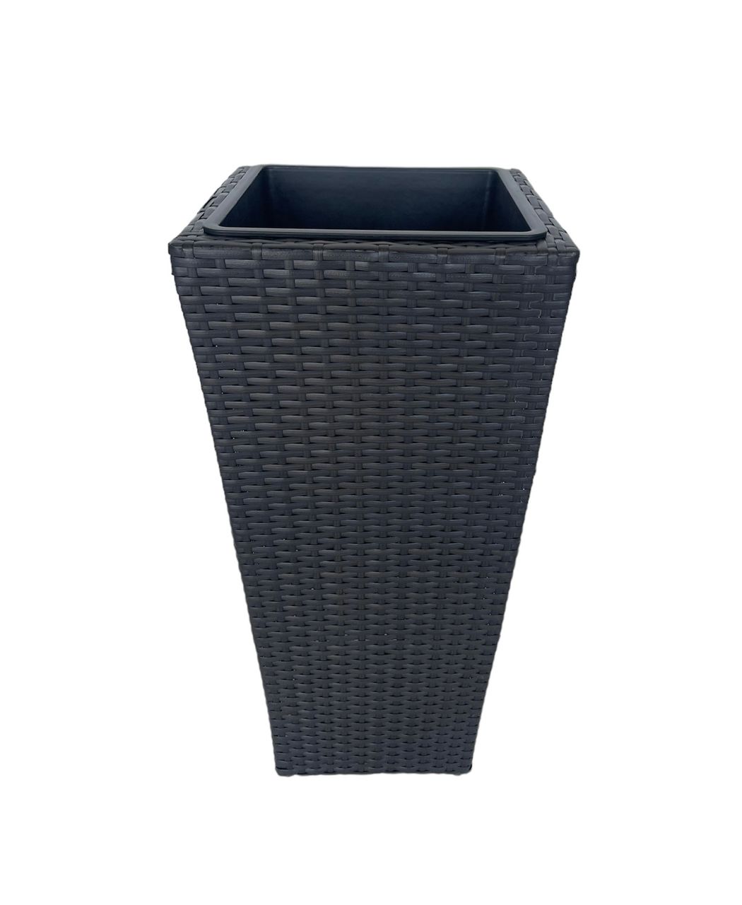 HC Garten & Freizeit Blumentopf Rattan Optik mit Plastiktöpfen eckig konisch