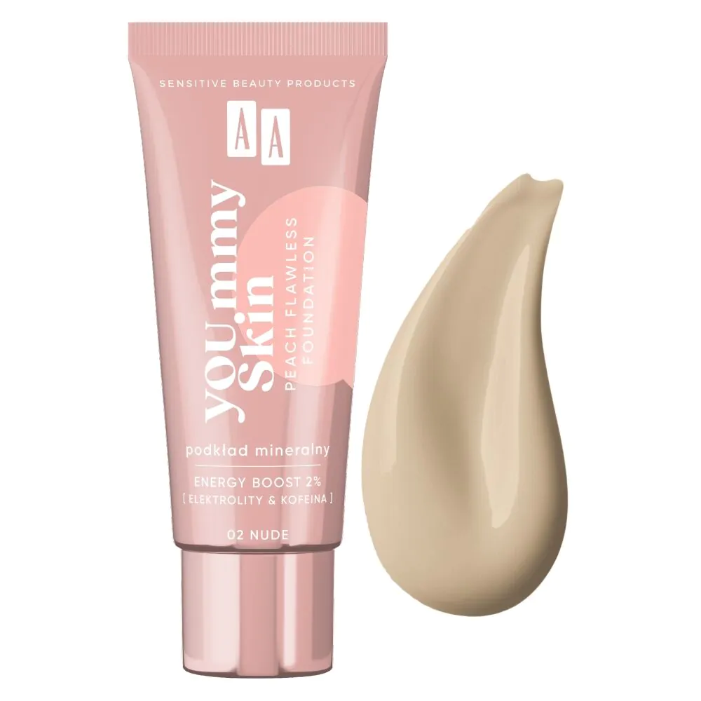 AA YOUmmy Skin Peach Flawless Radiance Mineral Foundation, 02 Nude