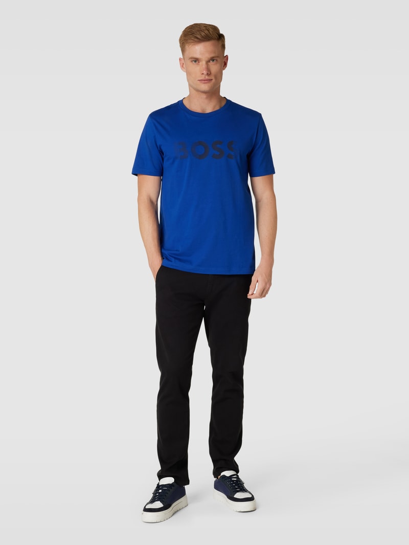 T-Shirt mit Label-Print in royalblau